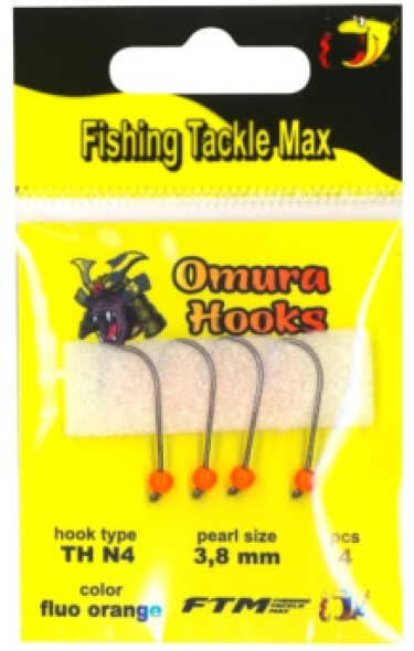 FTM Omura hooks haak 6/parel 3.8mm Fluo Oranje