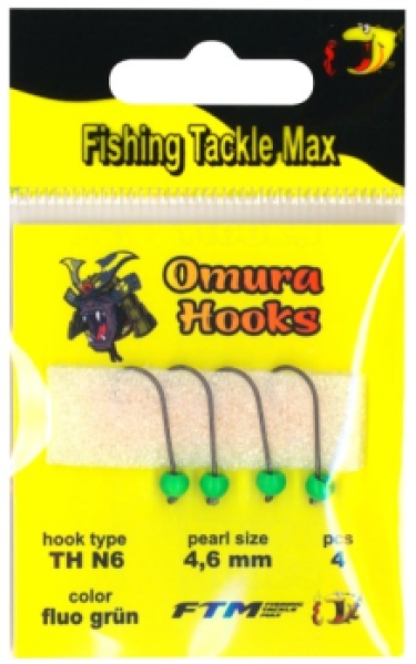 FTM Omura hooks haak 6/parel 4.6mm Fluo Groen