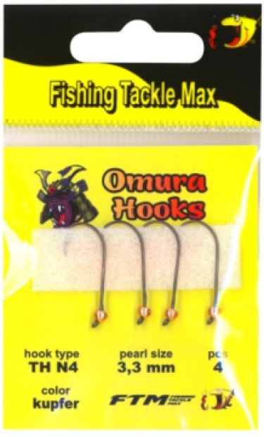 FTM Omura hooks haak 4/parel 3.3mm Koper