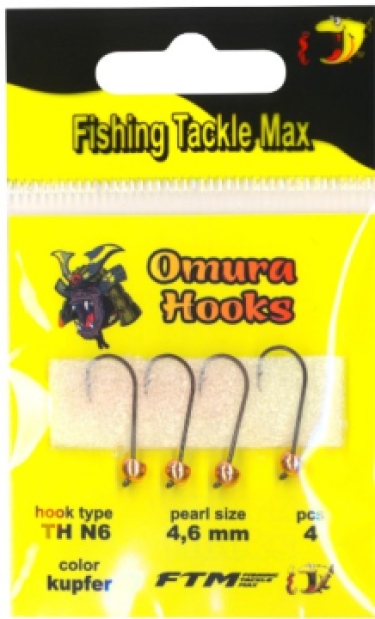 FTM Omura hooks haak 6/parel 4.6mm Koper