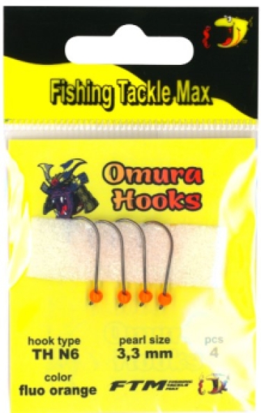 FTM Omura hooks haak 6/parel 3.3mm Fluo Oranje