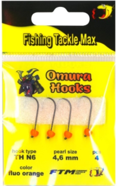 FTM Omura hooks haak 4/parel 4.6mm Fluo Oranje