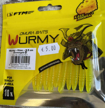 FTM Omura Baits Wurmy Cheese Flavour 6.5CM Citroen Yellow