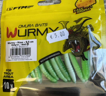 FTM Omura Baits Wurmy Cheese Flavour 6.5CM  Hot Green/White