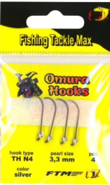 FTM Omura hooks haak 4/parel 3.3mm Zilver