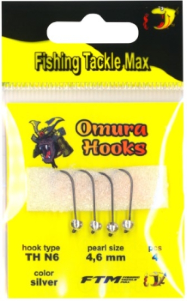 FTM Omura hooks haak 6/parel 4.6mm Zilver